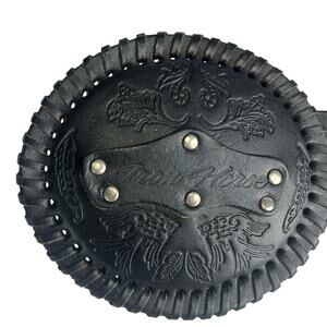 Iron Horse Black Studded Embossed Leather Belt with leather Buckle Size S/M